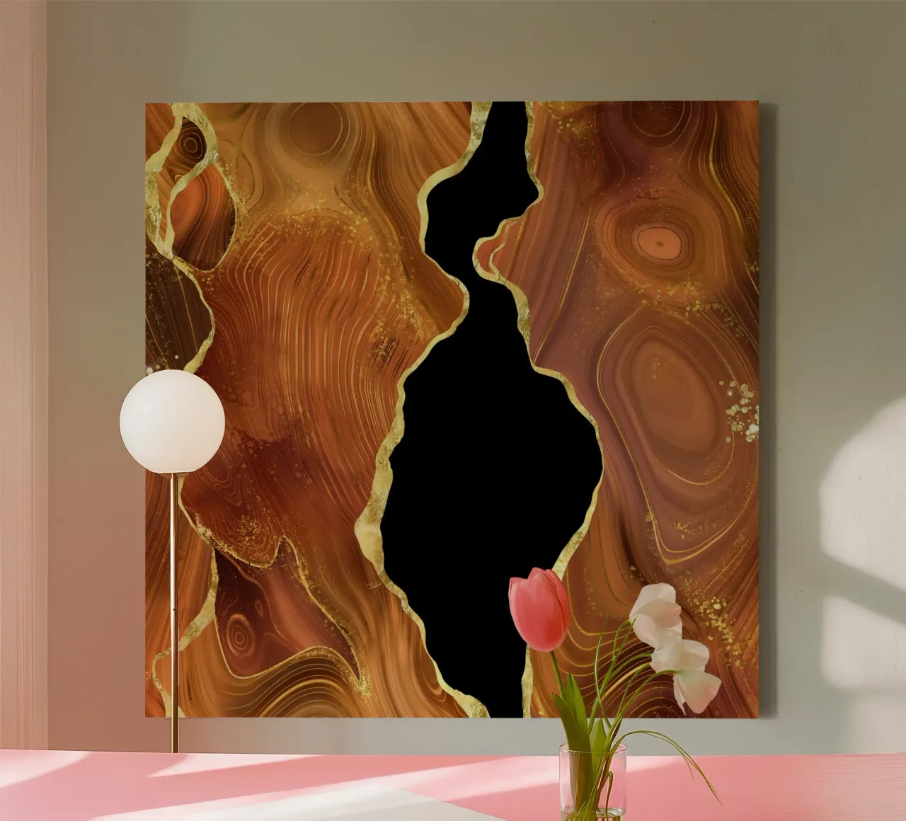 Texture Agata Arancione Oro Glitter 04 tela con Cornice a cassetta da Gemstone Textures