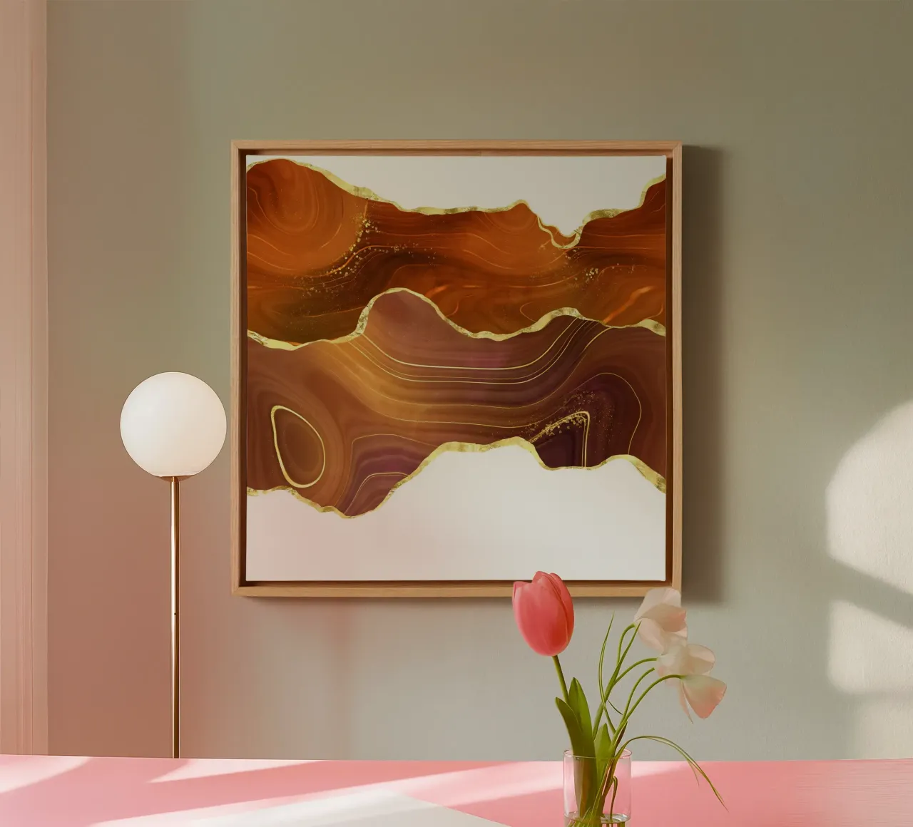 Arancione Oro Glitter Agata Texture 05 tela con Cornice a cassetta da Gemstone Textures