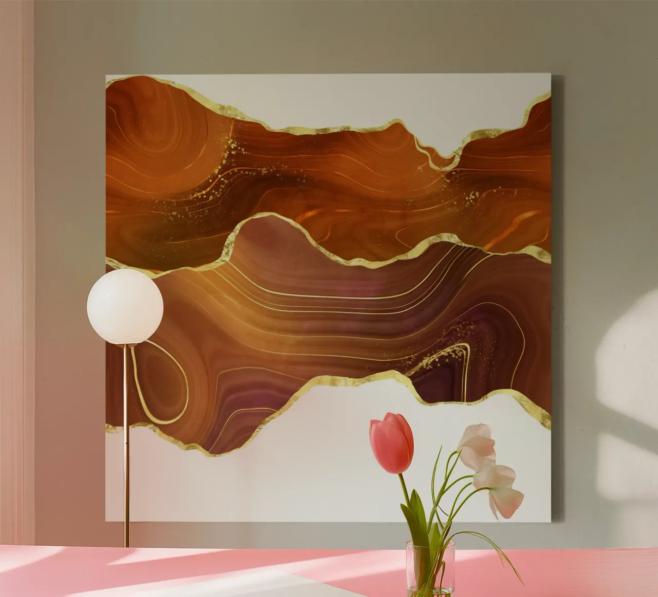 Arancione Oro Glitter Agata Texture 05 tela con Cornice a cassetta da Gemstone Textures