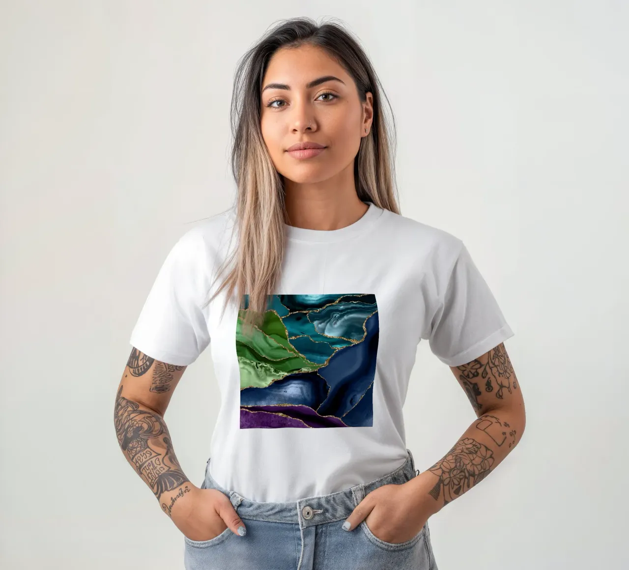 Ágata pavo real Textura 09 camiseta de Gemstone Textures