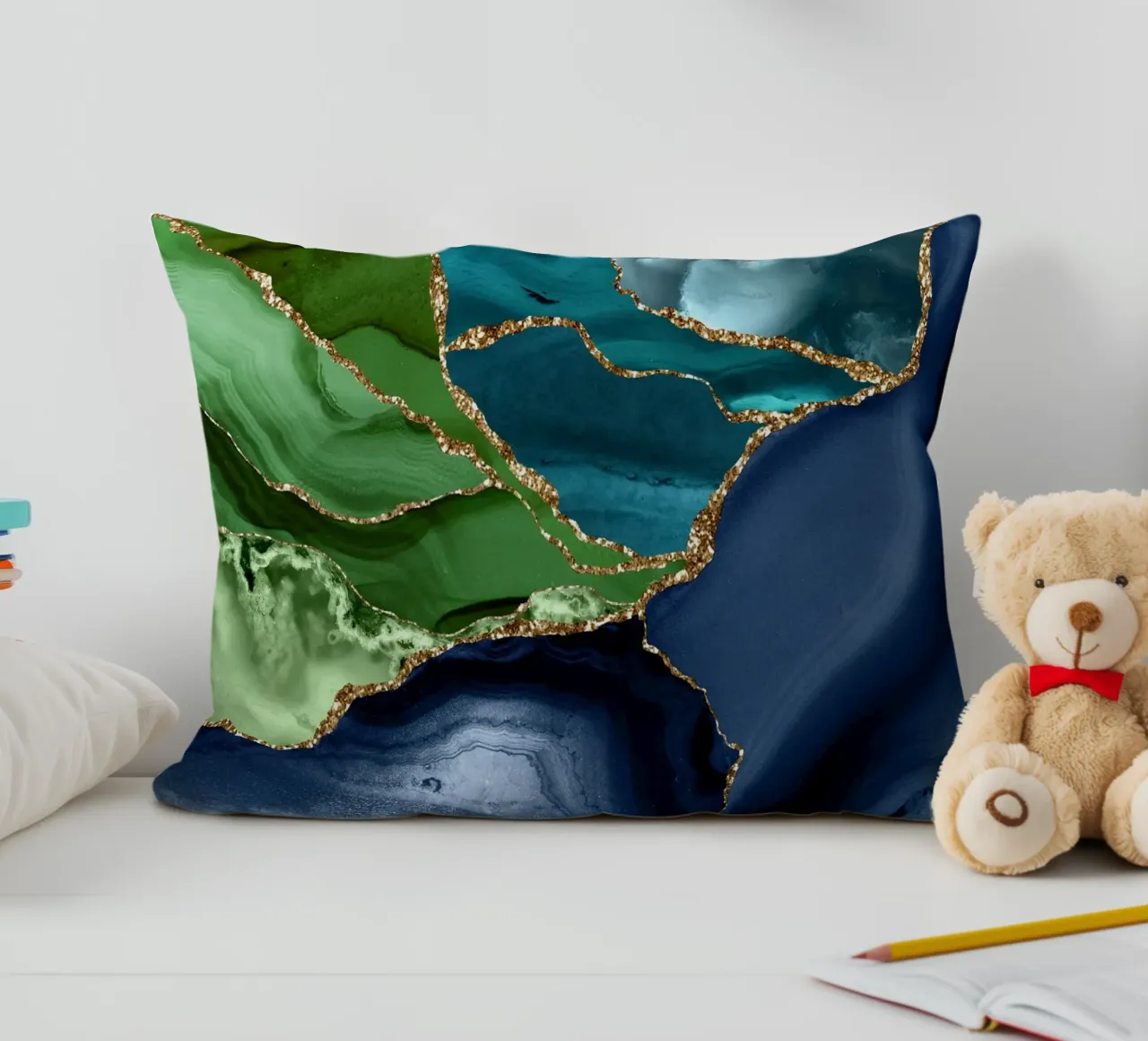 Peacock Agate Texture 09 decorative cushion by Gemstone Textures