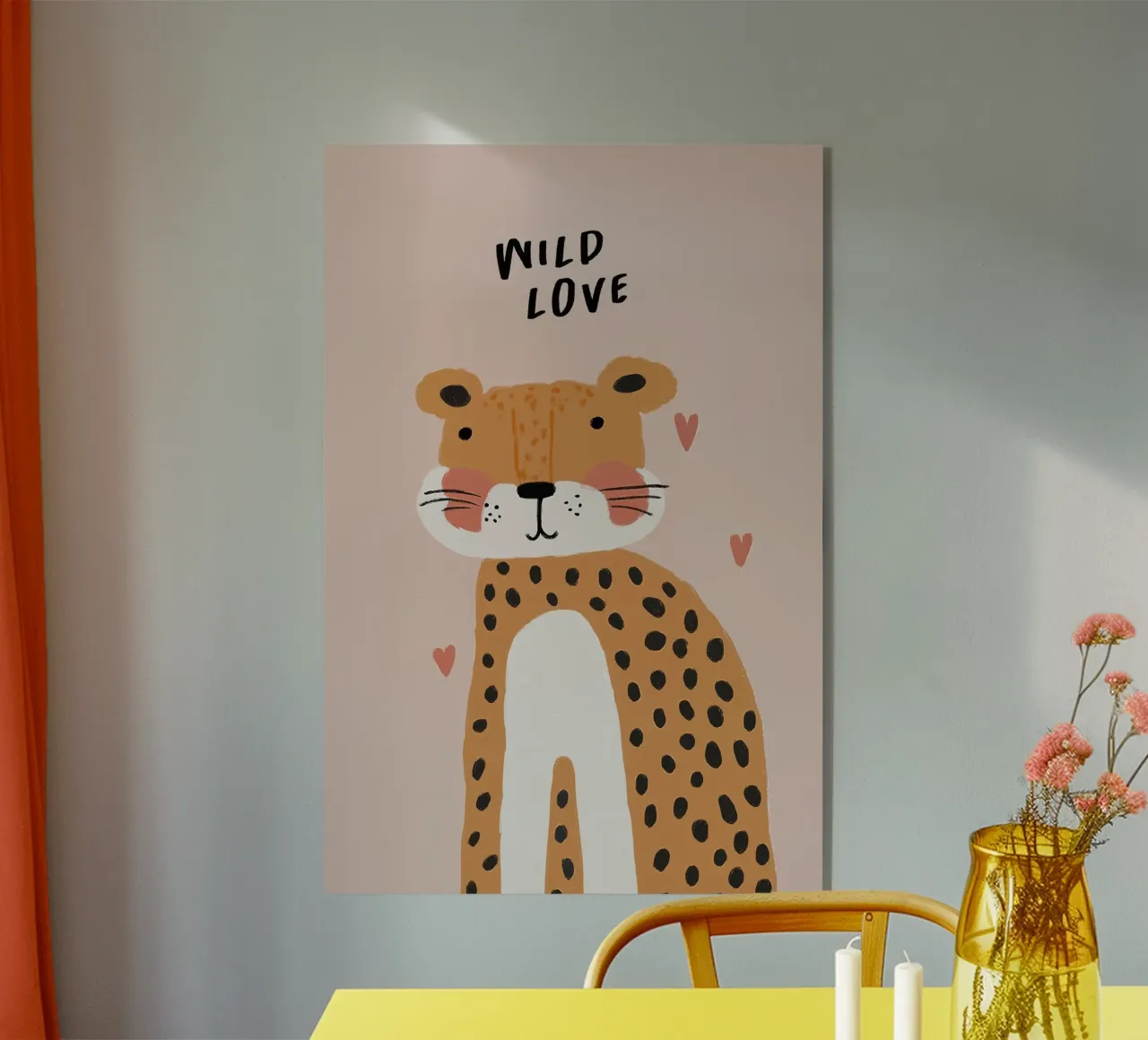 Wildlife Print, Cheetah Poster, kinderkamer muurkunst, Safari kunst acryl van Little Lola