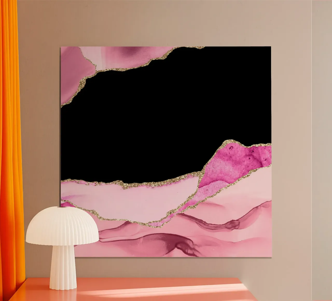 Agata rosa e oro Texture 09 poster con telaio in plastica da Gemstone Textures