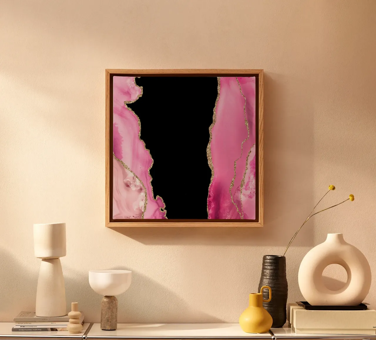 Agata rosa e oro Texture 10 tela con Cornice a cassetta da Gemstone Textures