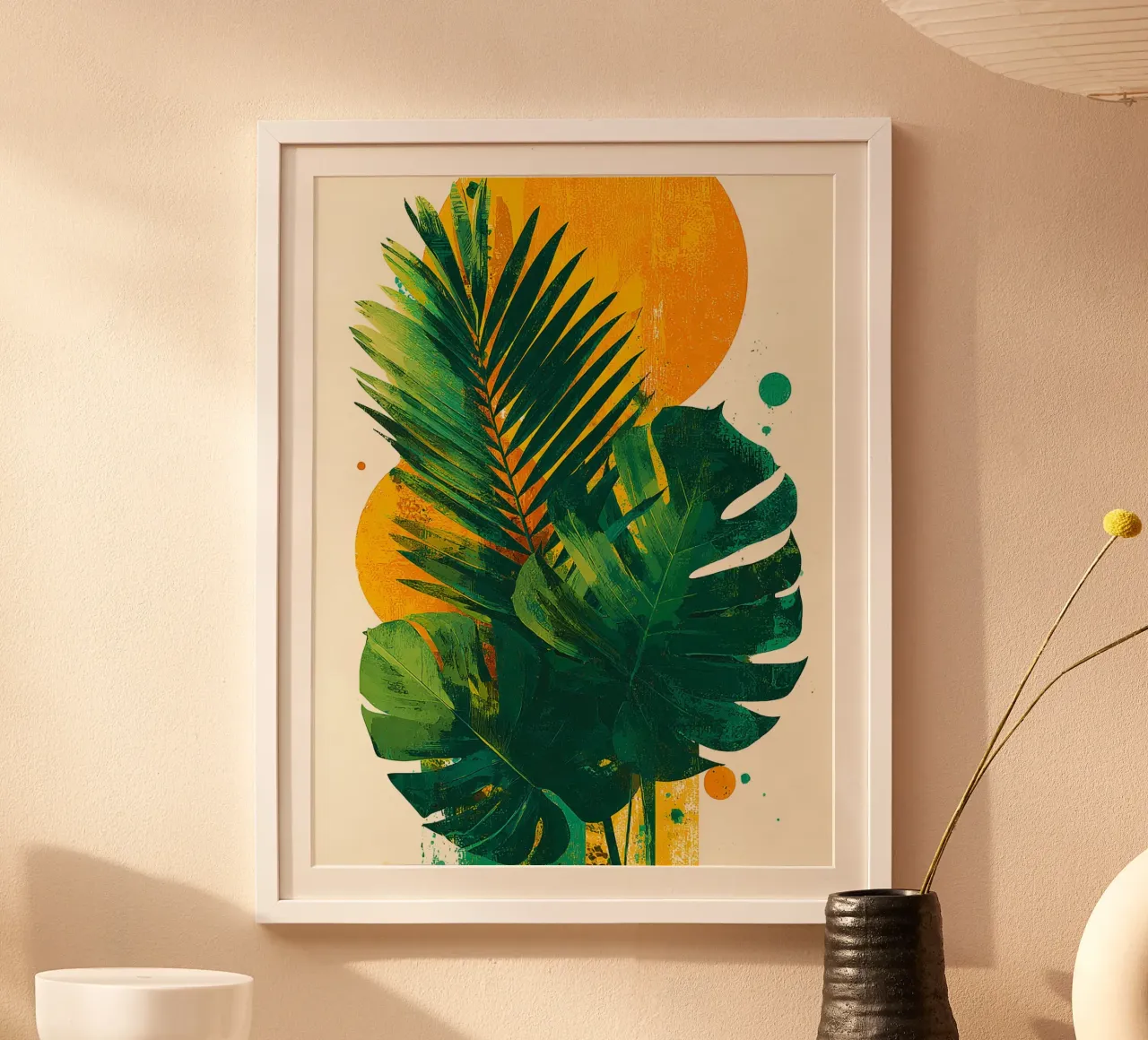 Leaves Tropical Palm Monstera A poster con telaio in legno da Mateo
