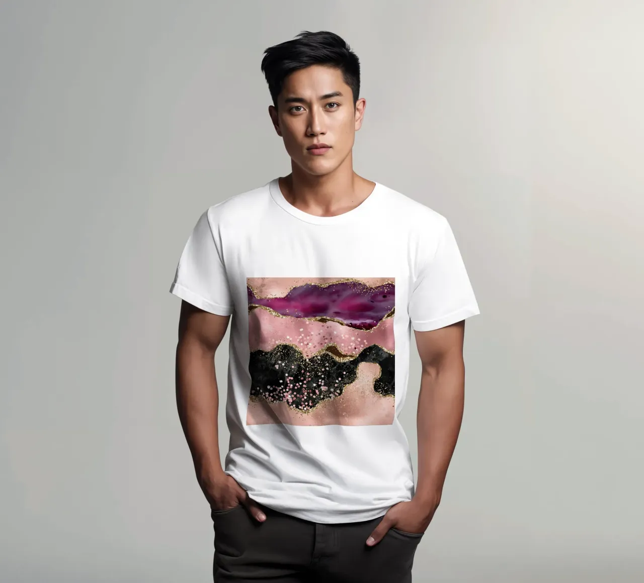 Agata rosa glitterata Texture 02 t-shirt da Gemstone Textures