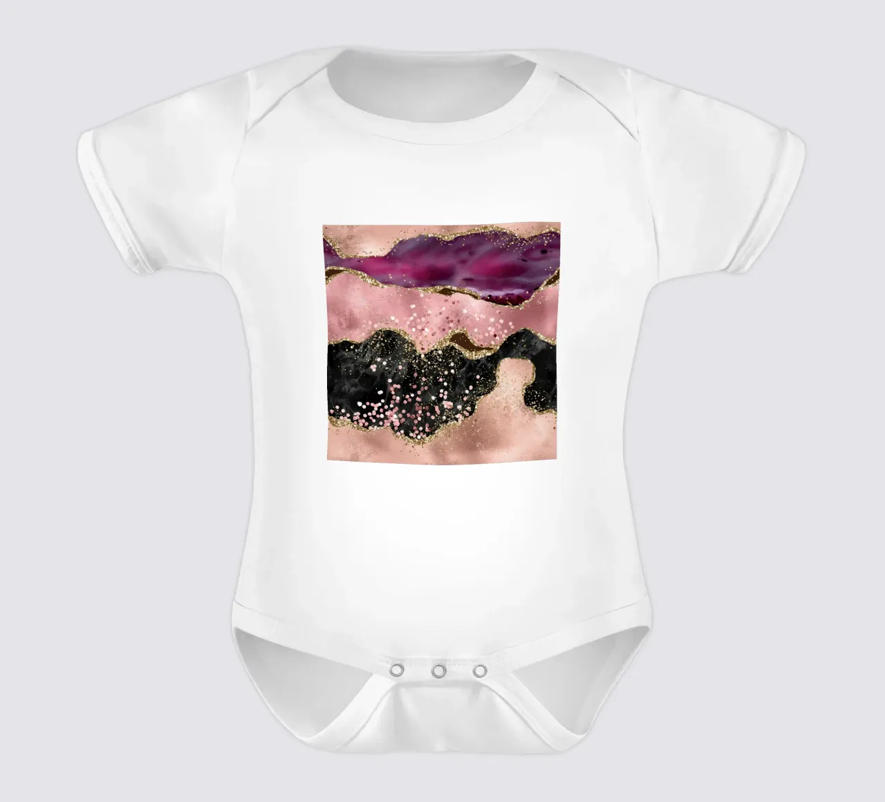 Agata rosa glitterata Texture 02 body neonato maniche corte da Gemstone Textures