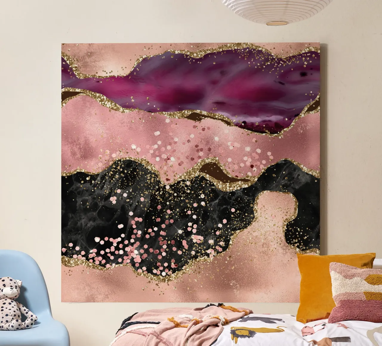 Agata rosa glitterata Texture 02 tela con Cornice a cassetta da Gemstone Textures