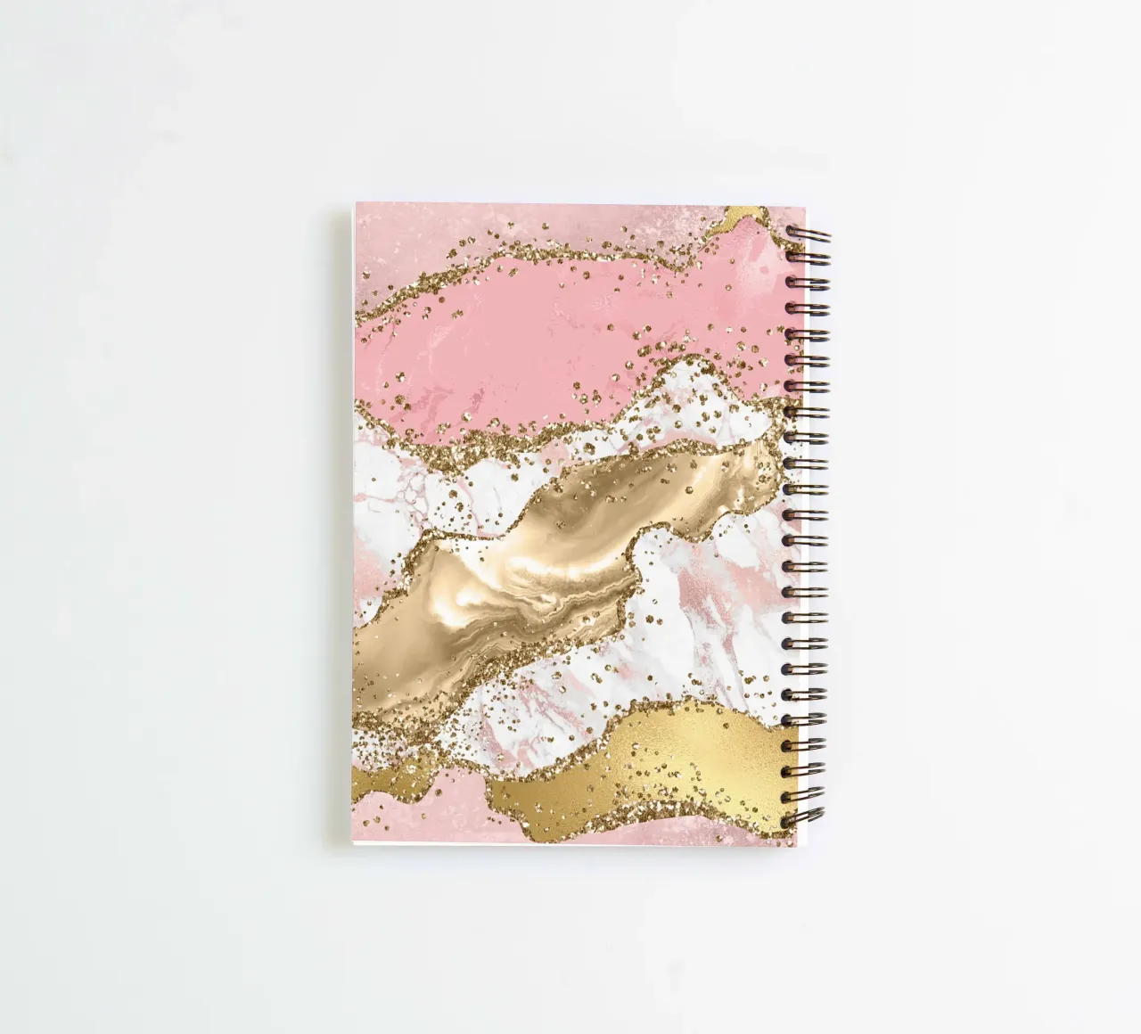 Pink Glitter Agate Texture 03 spiral notebook by Gemstone Textures