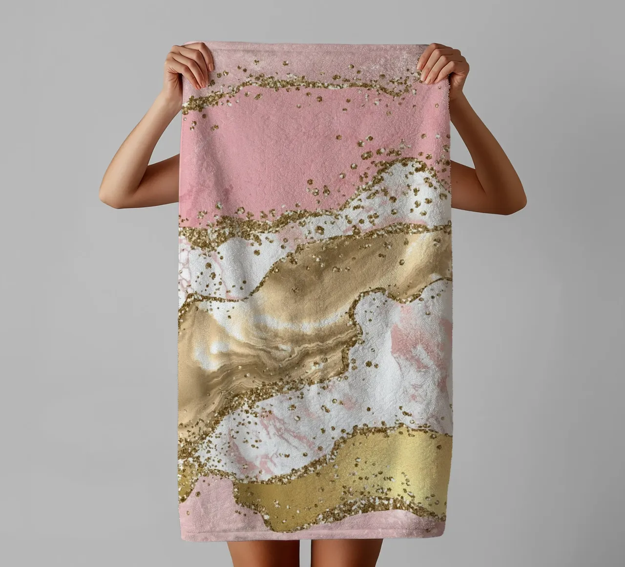 Texture Agata rosa glitterata 03 asciugamano da bagno da Gemstone Textures