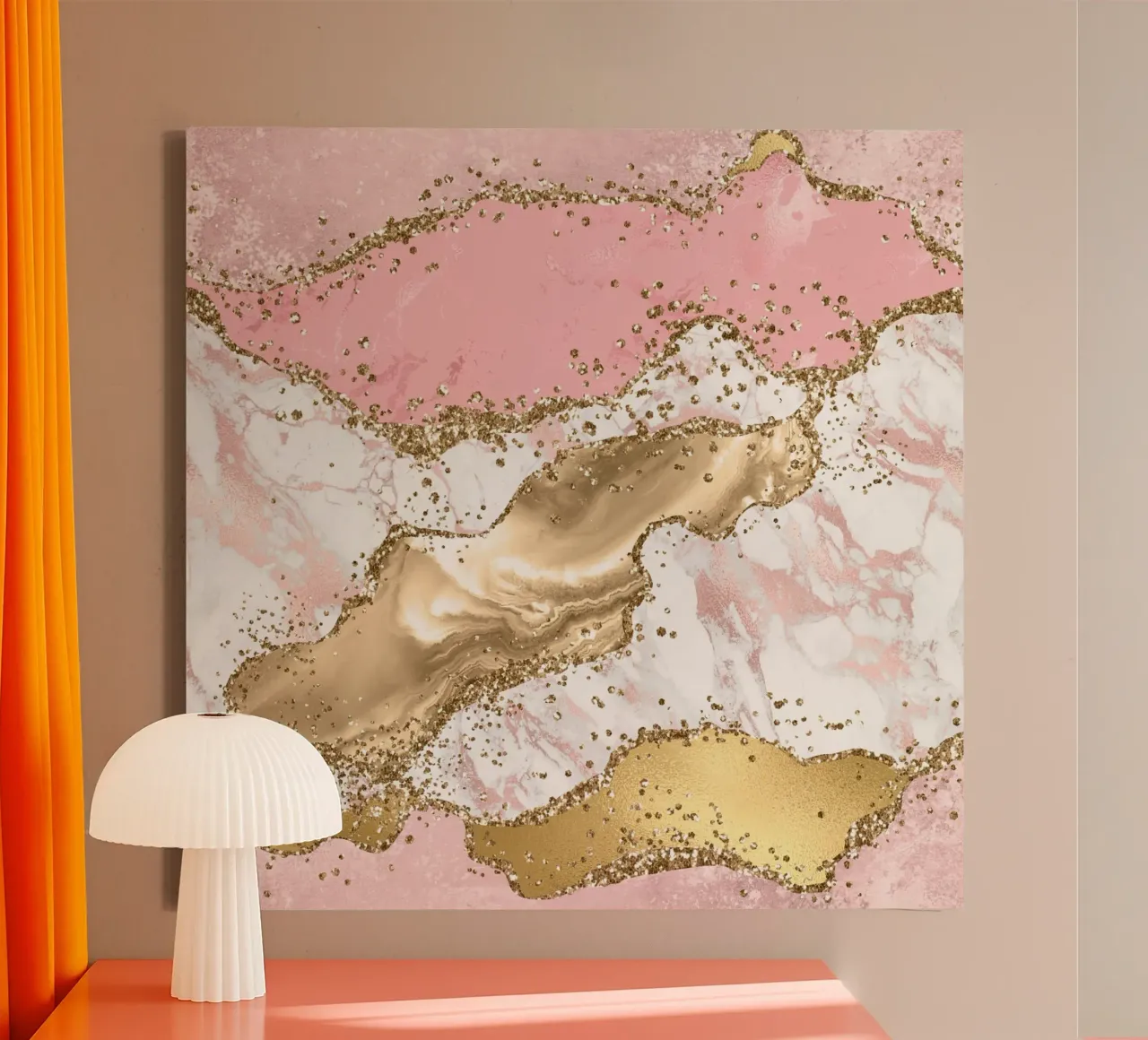 Pink Glitter Agate Texture 03 canvas with Floater frame by Gemstone Textures