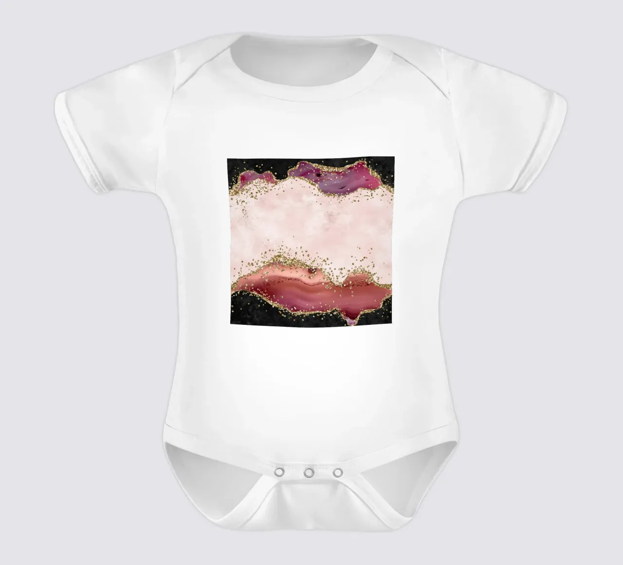 Agata rosa glitterata Texture 04 body neonato maniche corte da Gemstone Textures