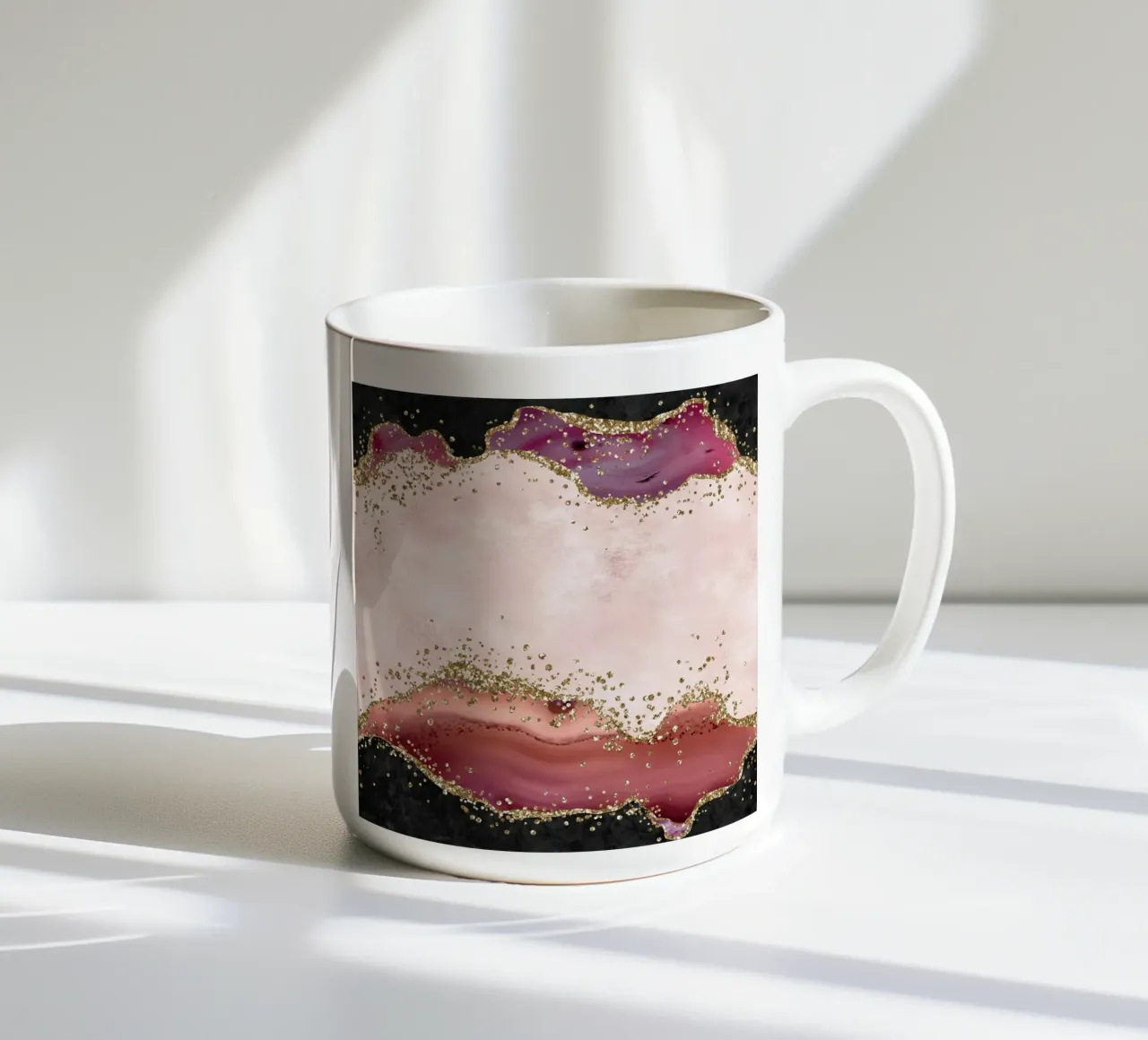 Agata rosa glitterata Texture 04 tazza in ceramica da Gemstone Textures