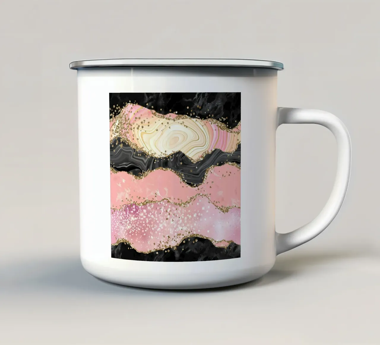 Agata rosa glitterata Texture 05 tazza in smalto da Gemstone Textures