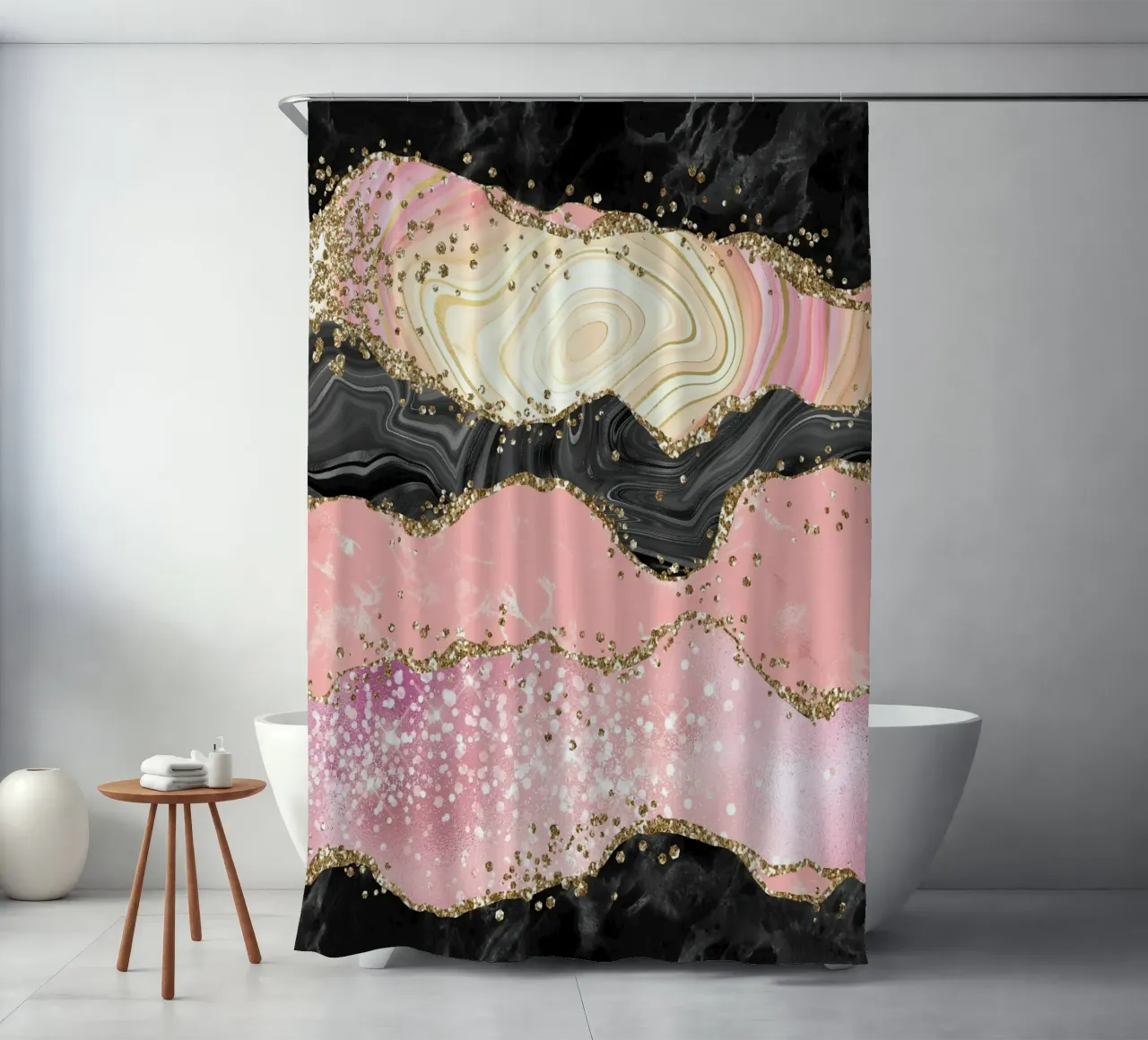 Agata rosa glitterata Texture 05 tenda da doccia da Gemstone Textures