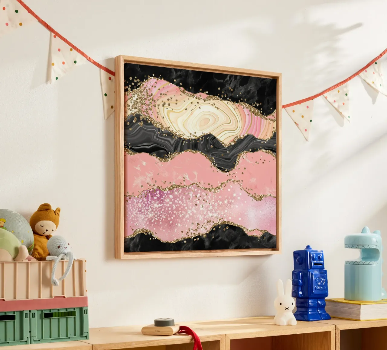 Agata rosa glitterata Texture 05 tela con Cornice a cassetta da Gemstone Textures