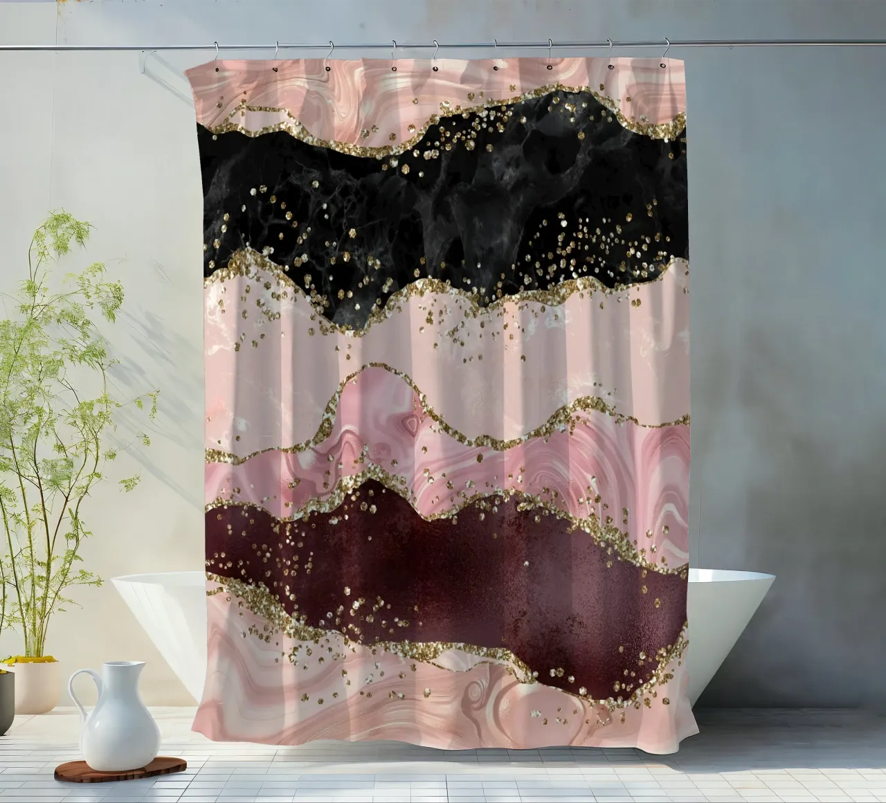 Agata rosa glitterata Texture 06 tenda da doccia da Gemstone Textures