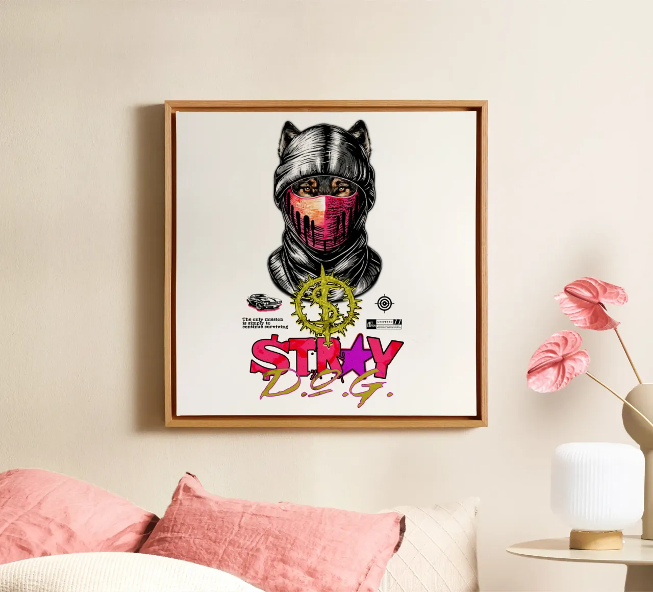 Stray DOG tela con Cornice a cassetta da artelevenstudio