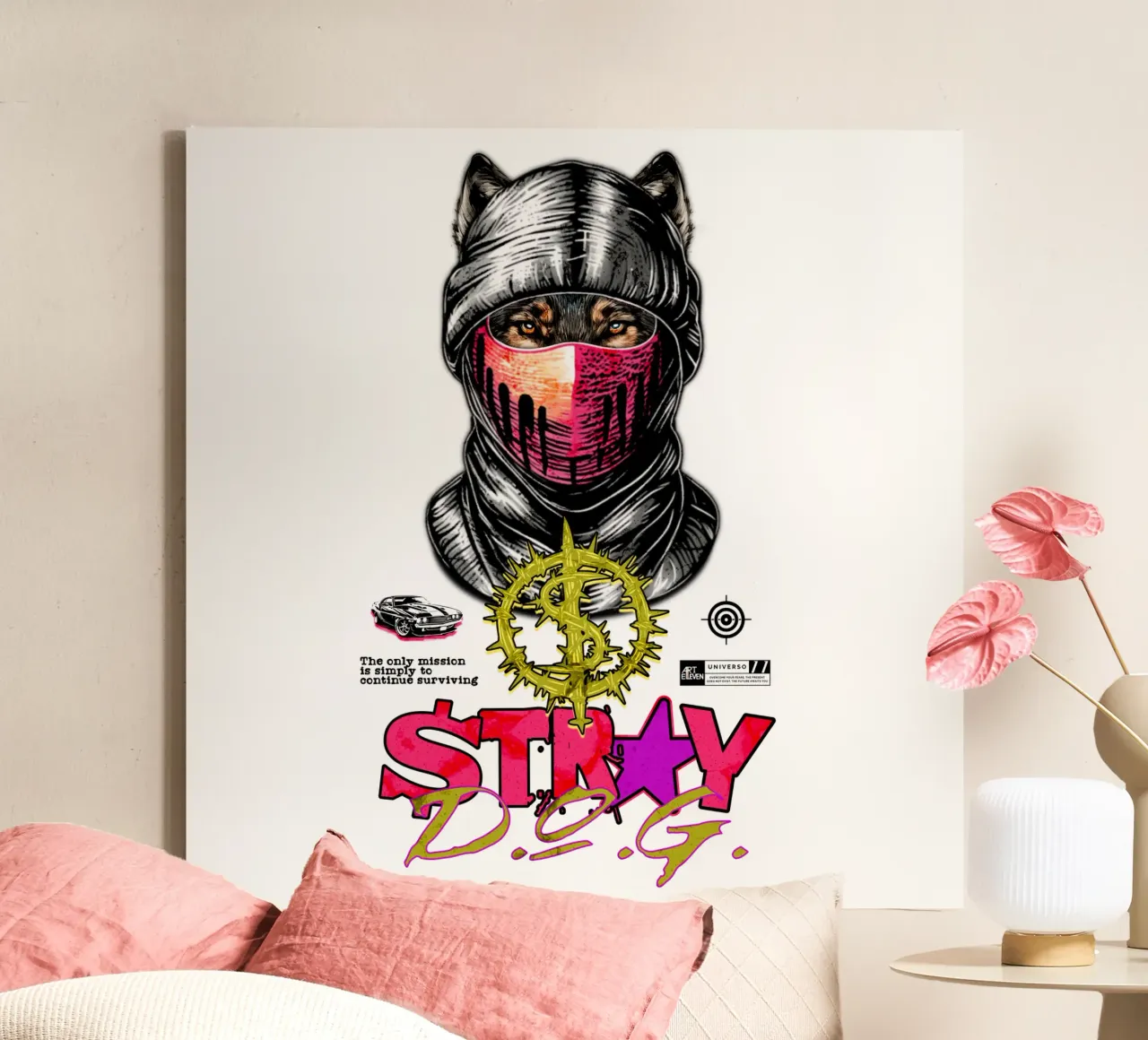 Stray DOG tela con Cornice a cassetta da artelevenstudio