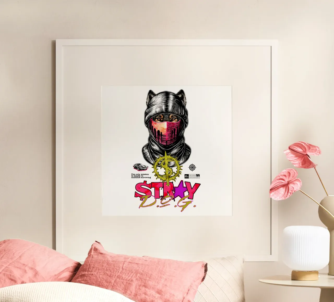 Stray DOG poster con telaio in plastica da artelevenstudio