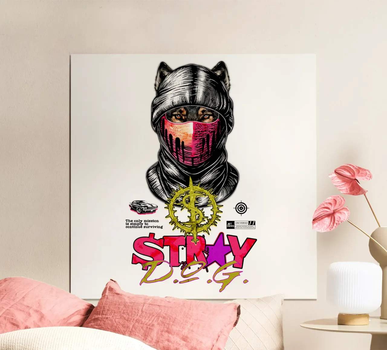 Stray DOG poster con telaio in plastica da artelevenstudio