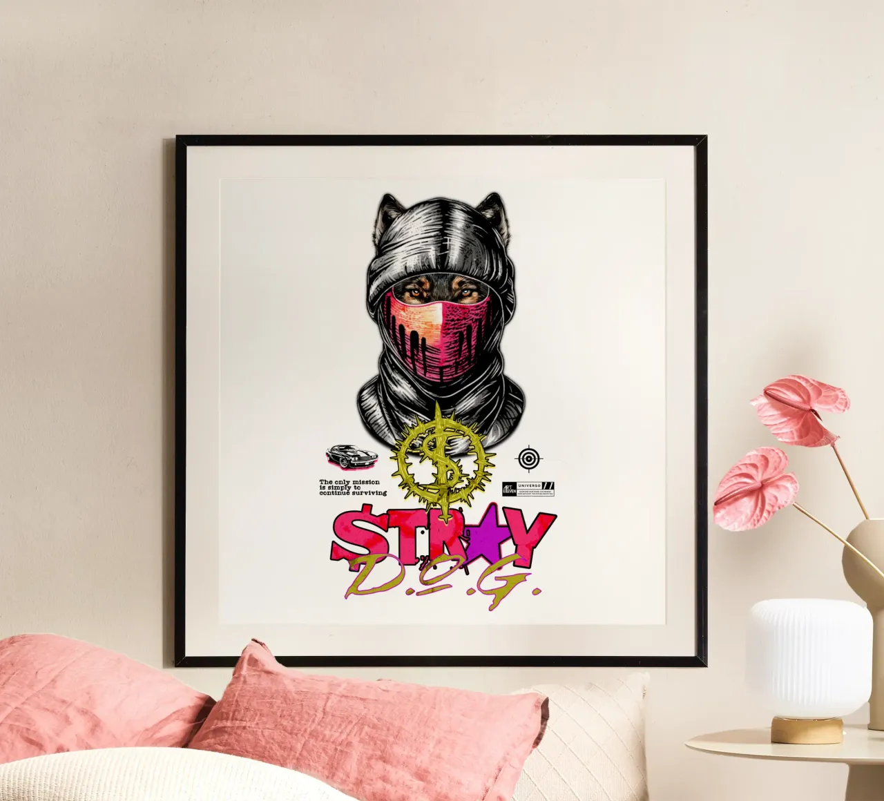 Stray DOG poster con telaio in plastica da artelevenstudio