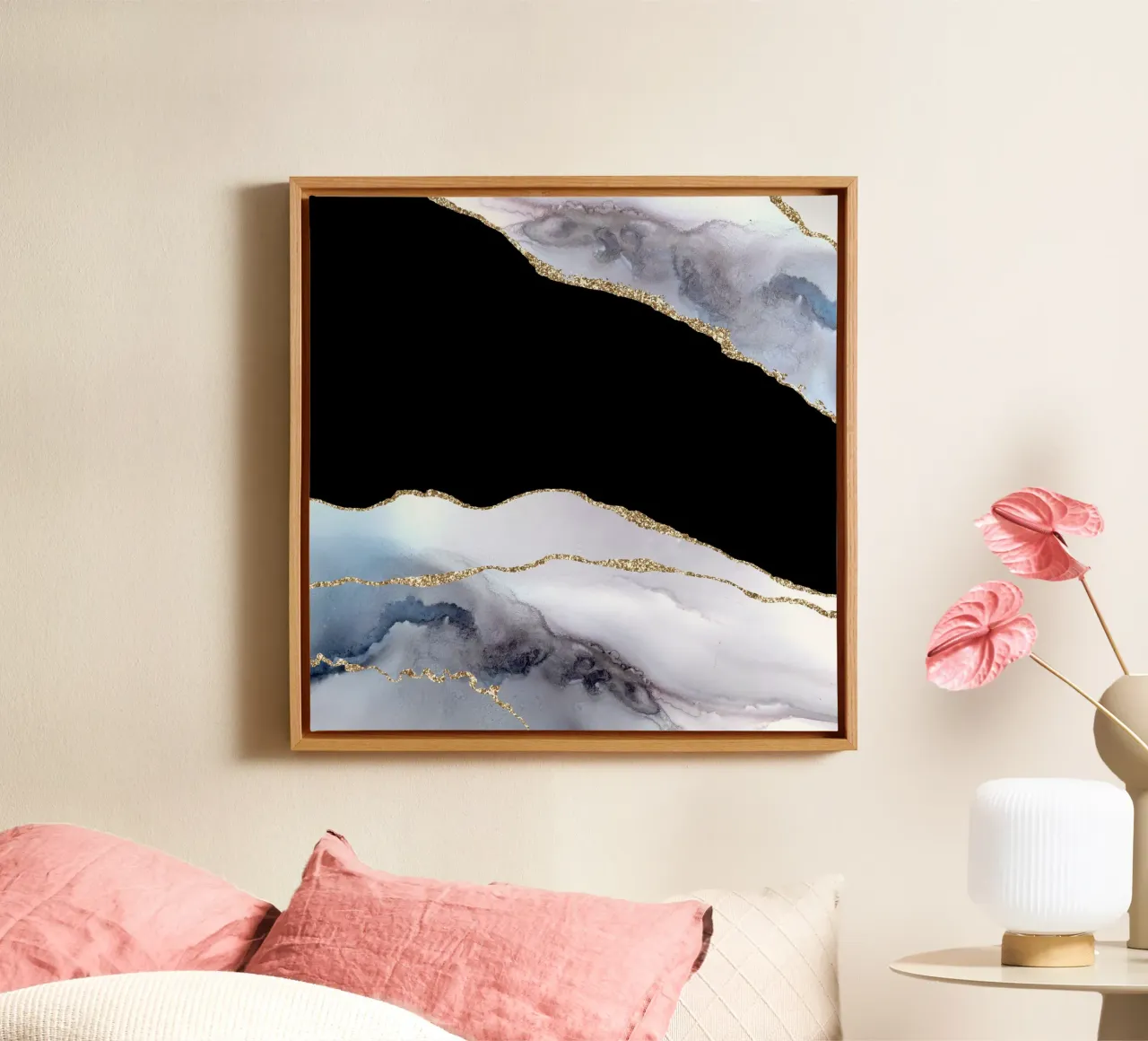 Wit & Goud Agaat Textuur 02 canvas van Gemstone Textures