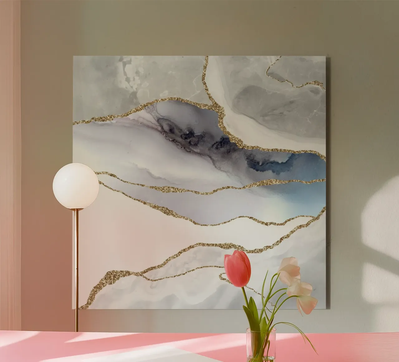 Agata bianca e oro Texture 05 alluminio dibond da Gemstone Textures