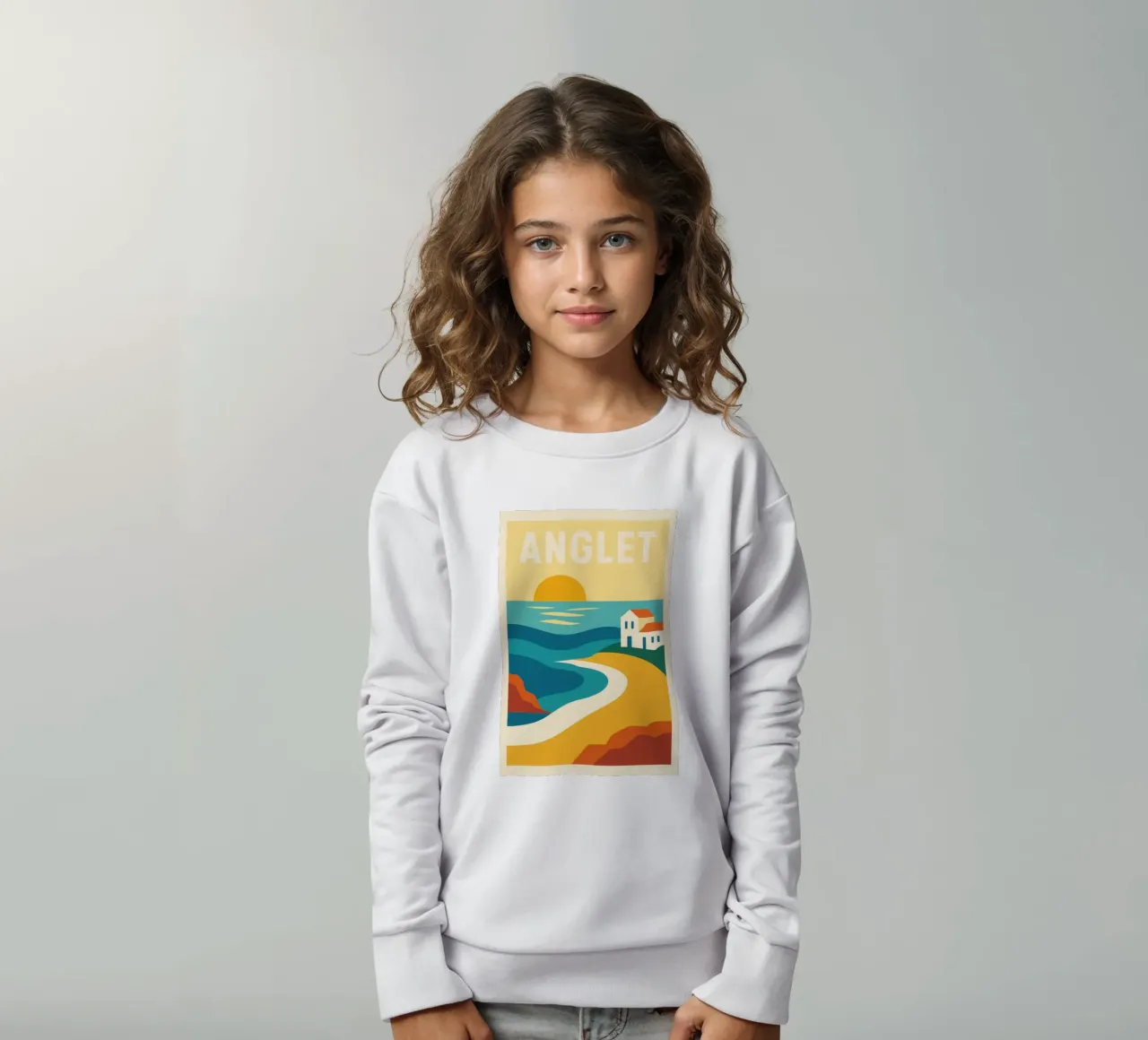 Anglet, tramonto sulla costa basca felpa bambino da JETLAG | affiches voyage