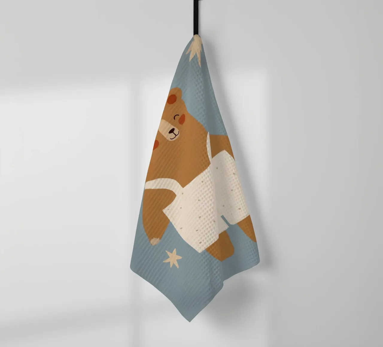 Bear Print, Animal Art, Wildlife Nursery Print, Bear Poster tea towel by Little Lola