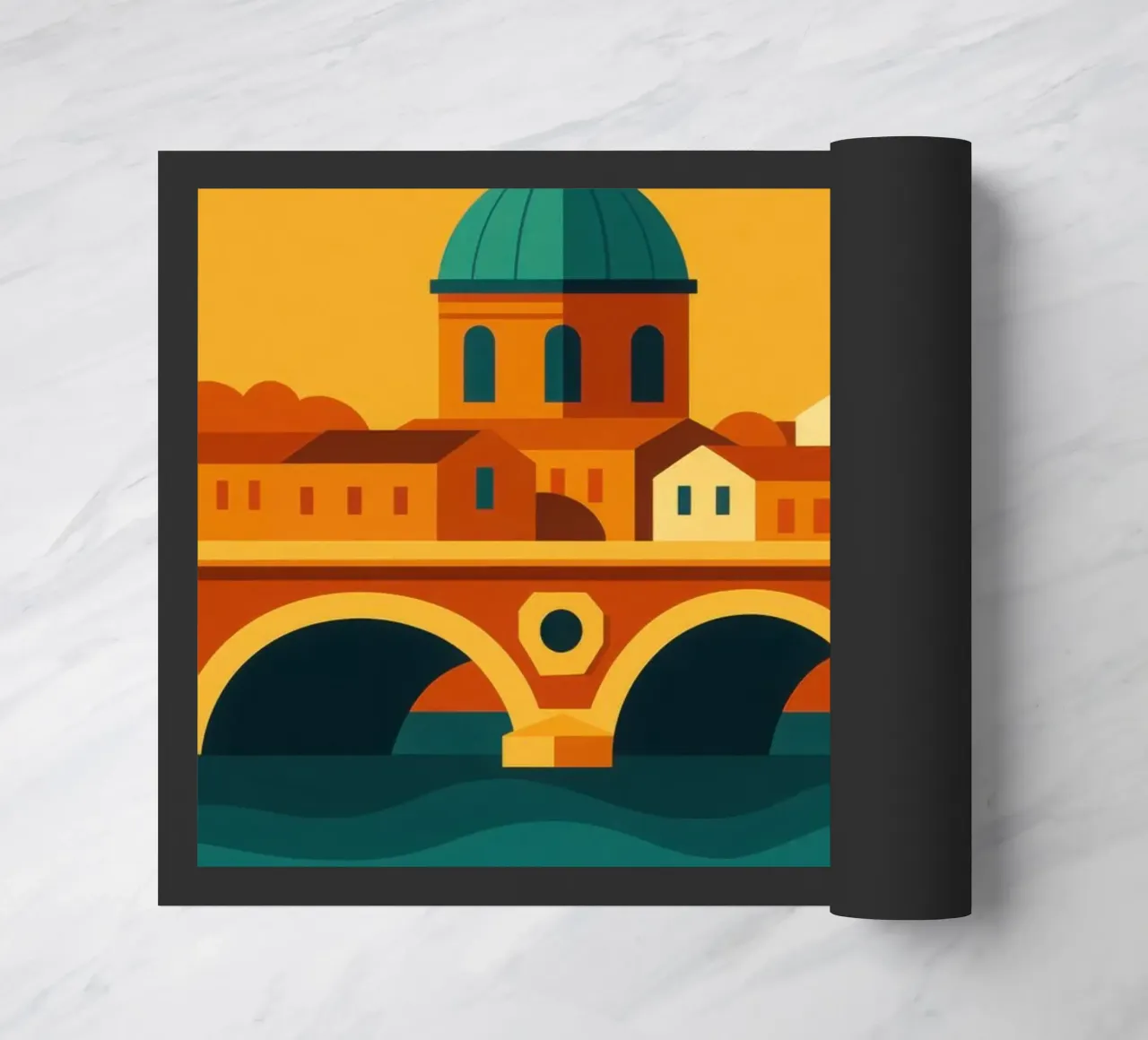 TOULOUSE - La Città Rosa, tra la Garonna e la luce calda zerbino da JETLAG | affiches voyage