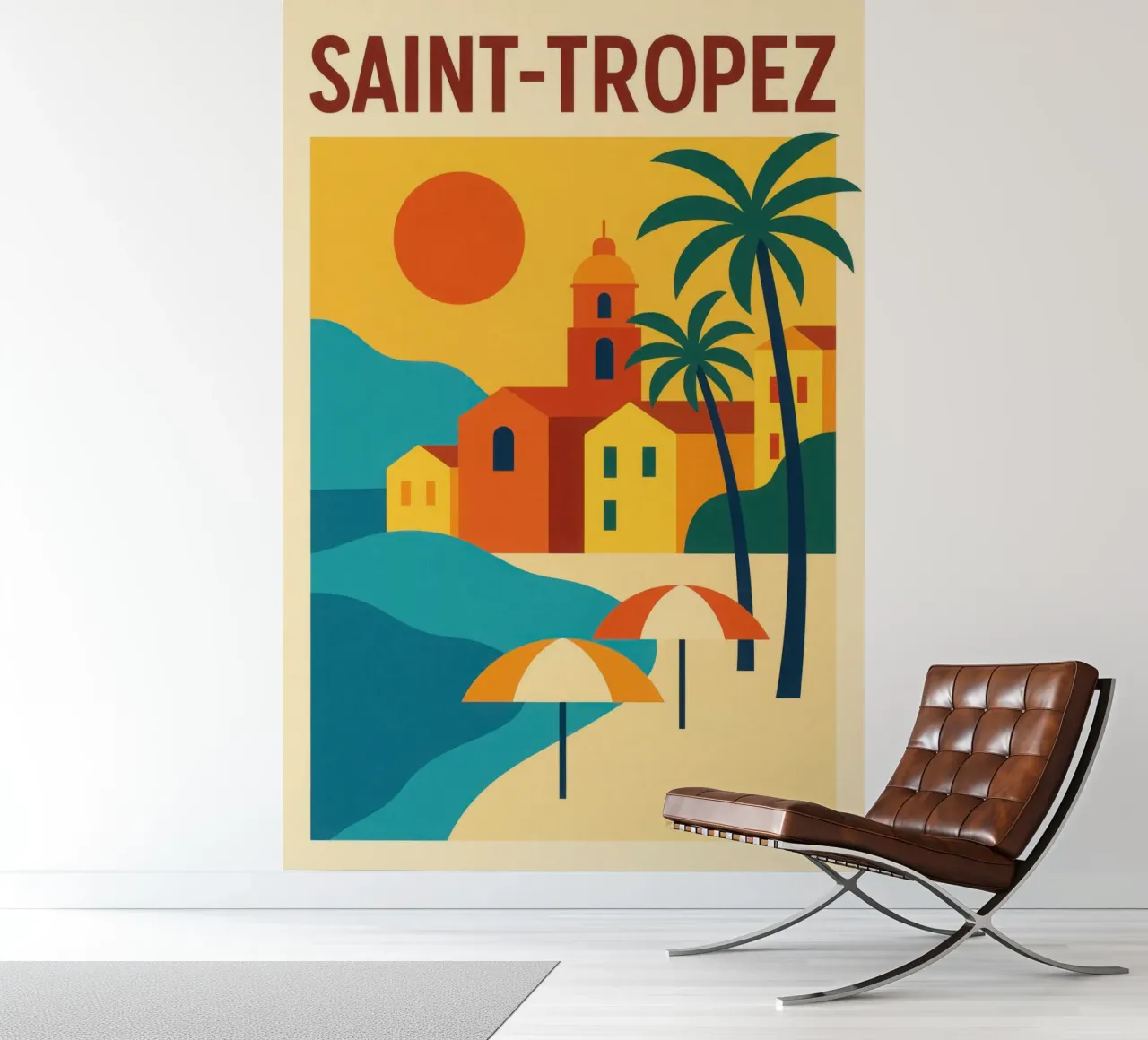 Saint-Tropez - Sole, palme e dolce vita carta da parati fotografica da JETLAG | affiches voyage