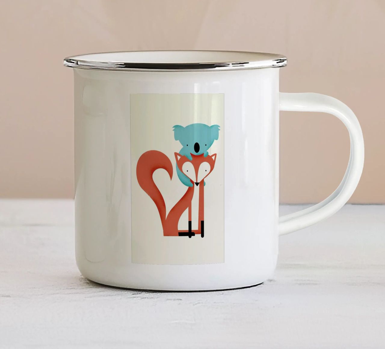 Fox and Koala tazza in smalto da Jay Fleck