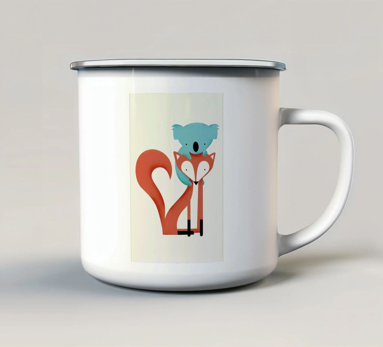 Fox and Koala tazza in smalto da Jay Fleck