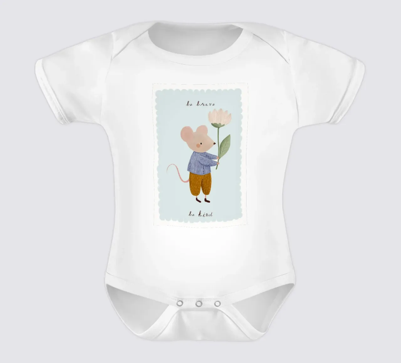 Cute Mouse Poster, Nursery Wall Art, Kids Wall Art short-sleeve baby romper by Little Lola