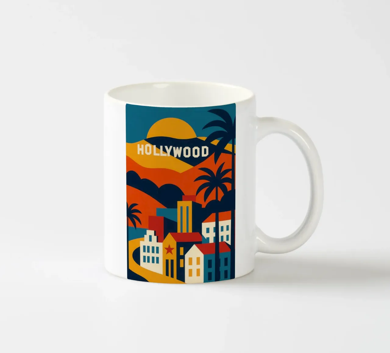 Hollywood - La magie commence ici ceramic mug by JETLAG | affiches voyage