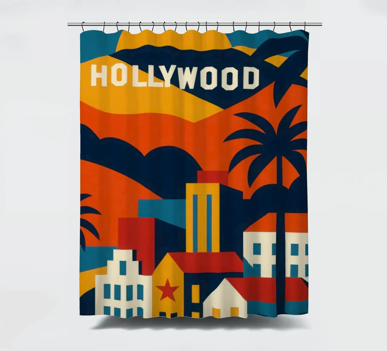 Hollywood - La magie commence ici shower curtain by JETLAG | affiches voyage