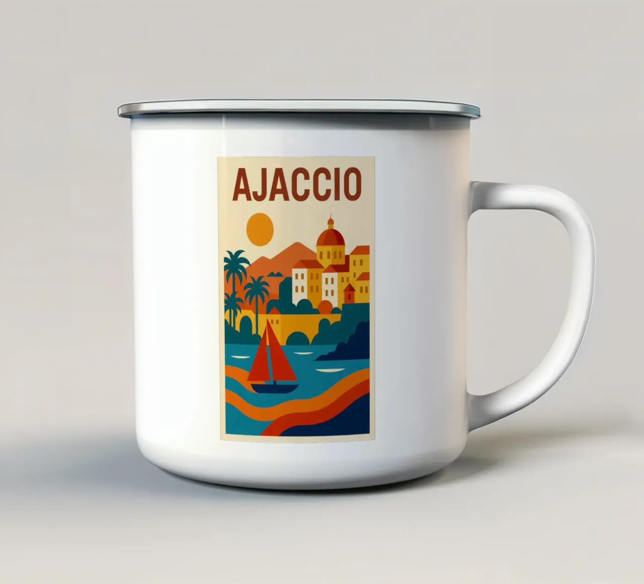 Ajaccio - Il mare, la pietra e il fuoco del sole tazza in smalto da JETLAG | affiches voyage