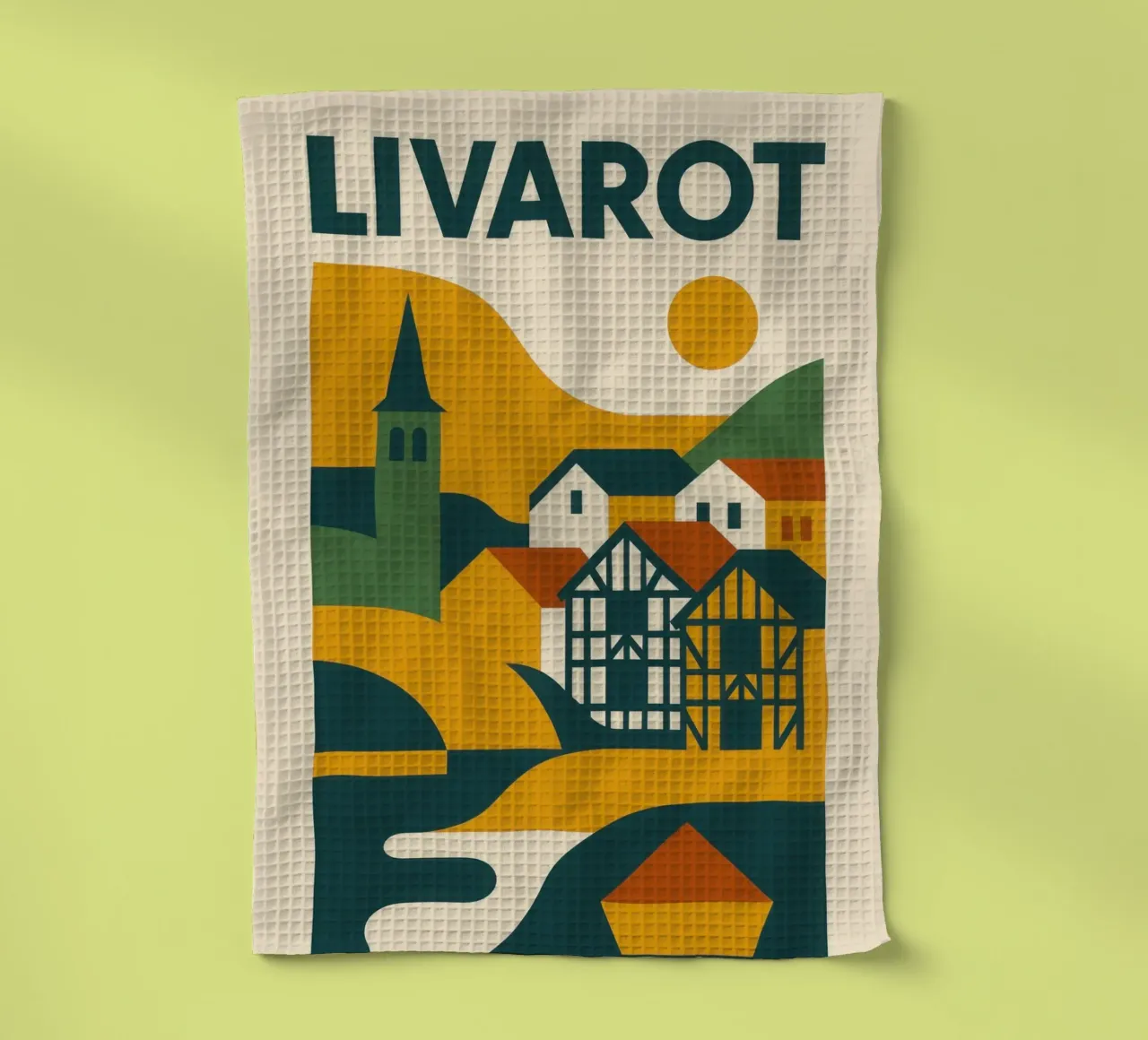 Livarot – L’authenticité normande en pleine lumière torchon de JETLAG | affiches voyage