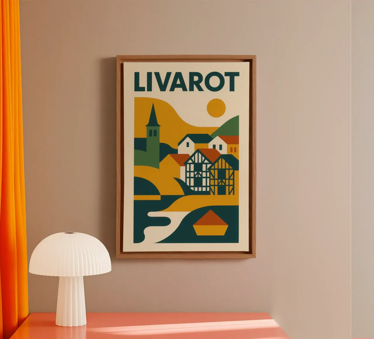 Livarot - Normannische Authentizität ins rechte Licht gerückt Leinwand mit Schattenfugenrahmen von JETLAG | affiches voyage