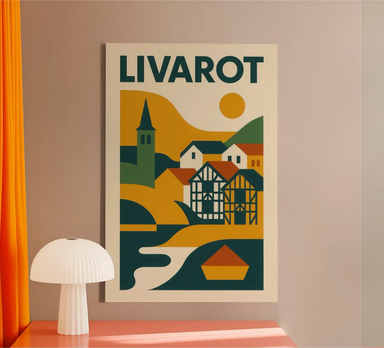 Livarot - Normannische Authentizität ins rechte Licht gerückt Leinwand mit Schattenfugenrahmen von JETLAG | affiches voyage