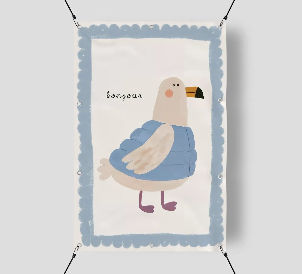 Seagull Print, Bird Wall Art, Nursery Print, Playroom Art pvc cover by Little Lola