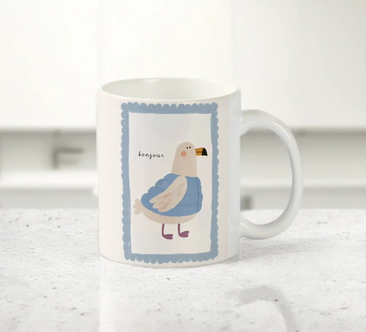 Seagull Print, Bird Wall Art, Nursery Print, Playroom Art ceramic mug by Little Lola