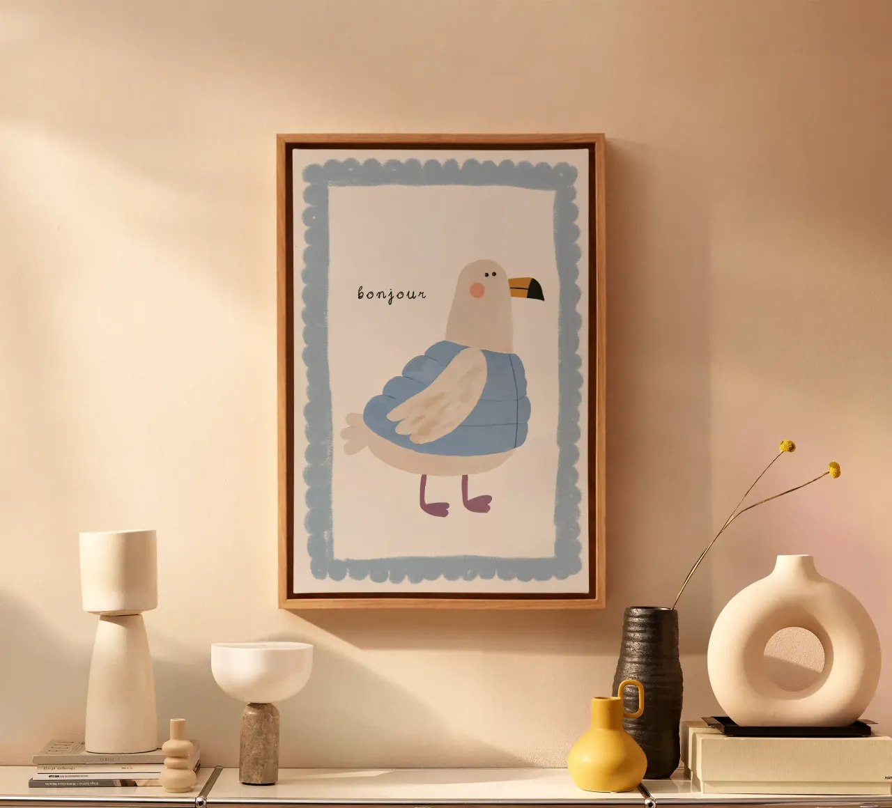 Seagull Print, Bird Wall Art, Nursery Print, Playroom Art canvas by Little Lola