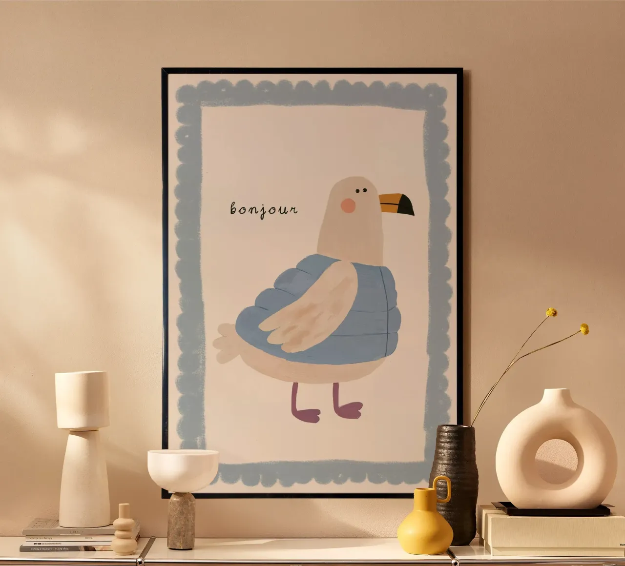 Seagull Print, Bird Wall Art, Nursery Print, Playroom Art hahnemühle by Little Lola