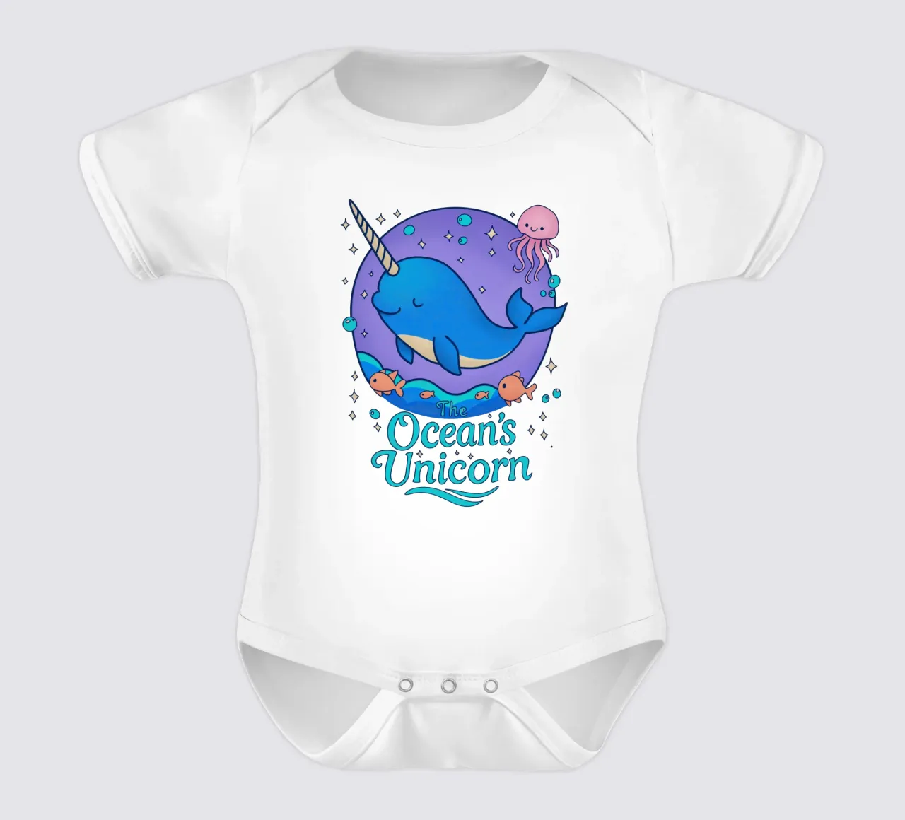 Das Einhorn des Ozeans Kurzarm Babybody von Loobs