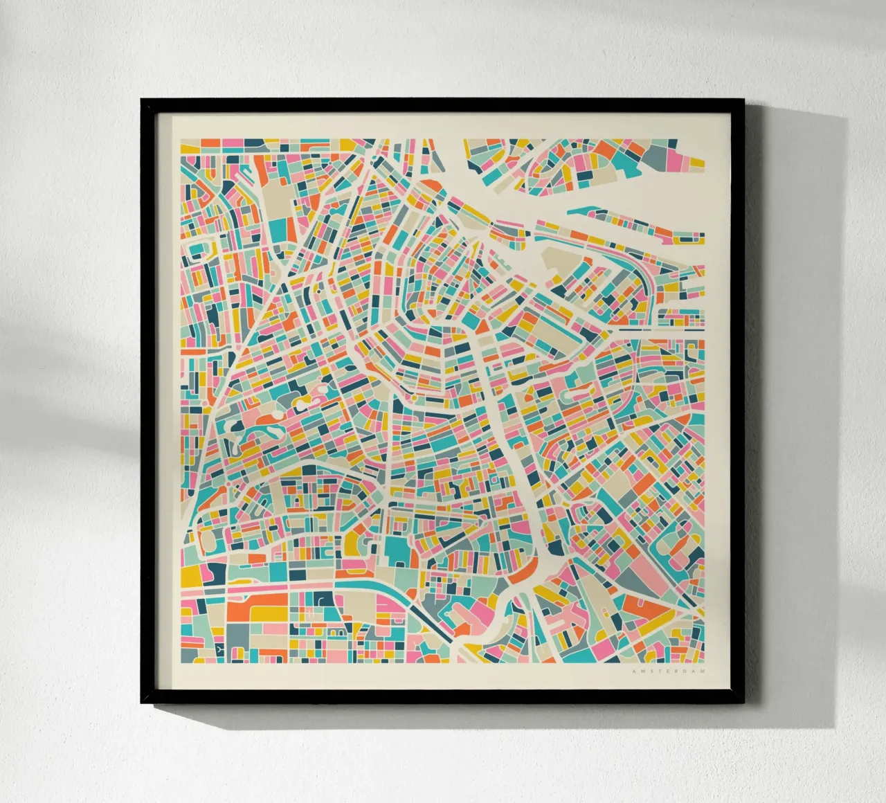 MAPPA AMSTERDAM poster con telaio in alluminio da Jazzberry Blue