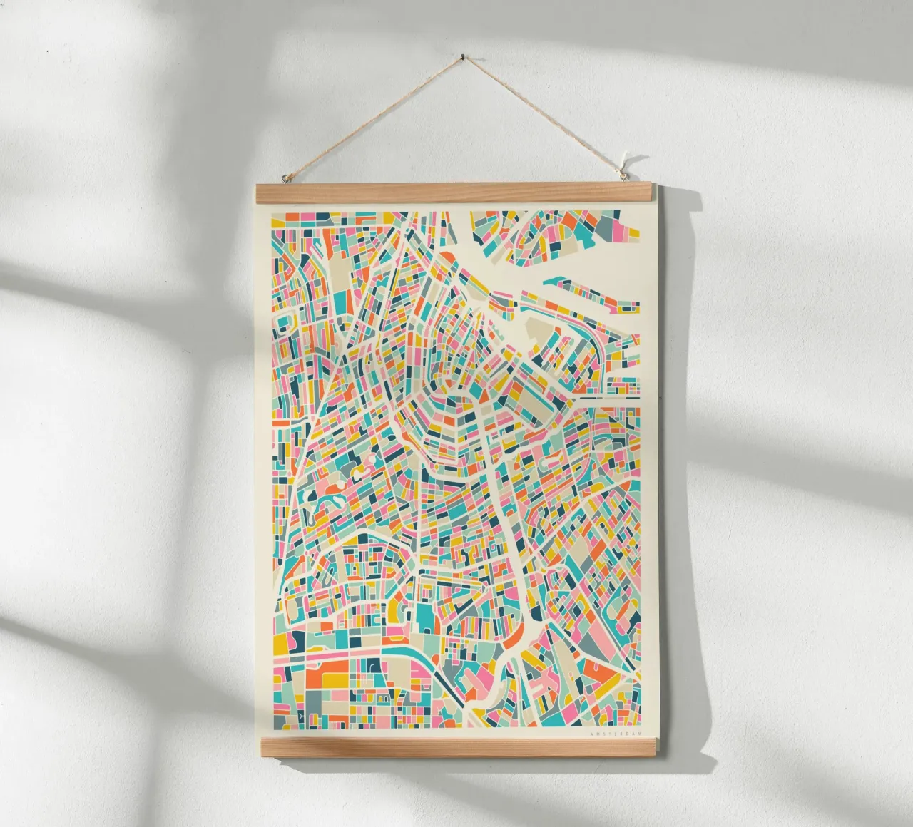 MAPPA AMSTERDAM poster con telaio in alluminio da Jazzberry Blue