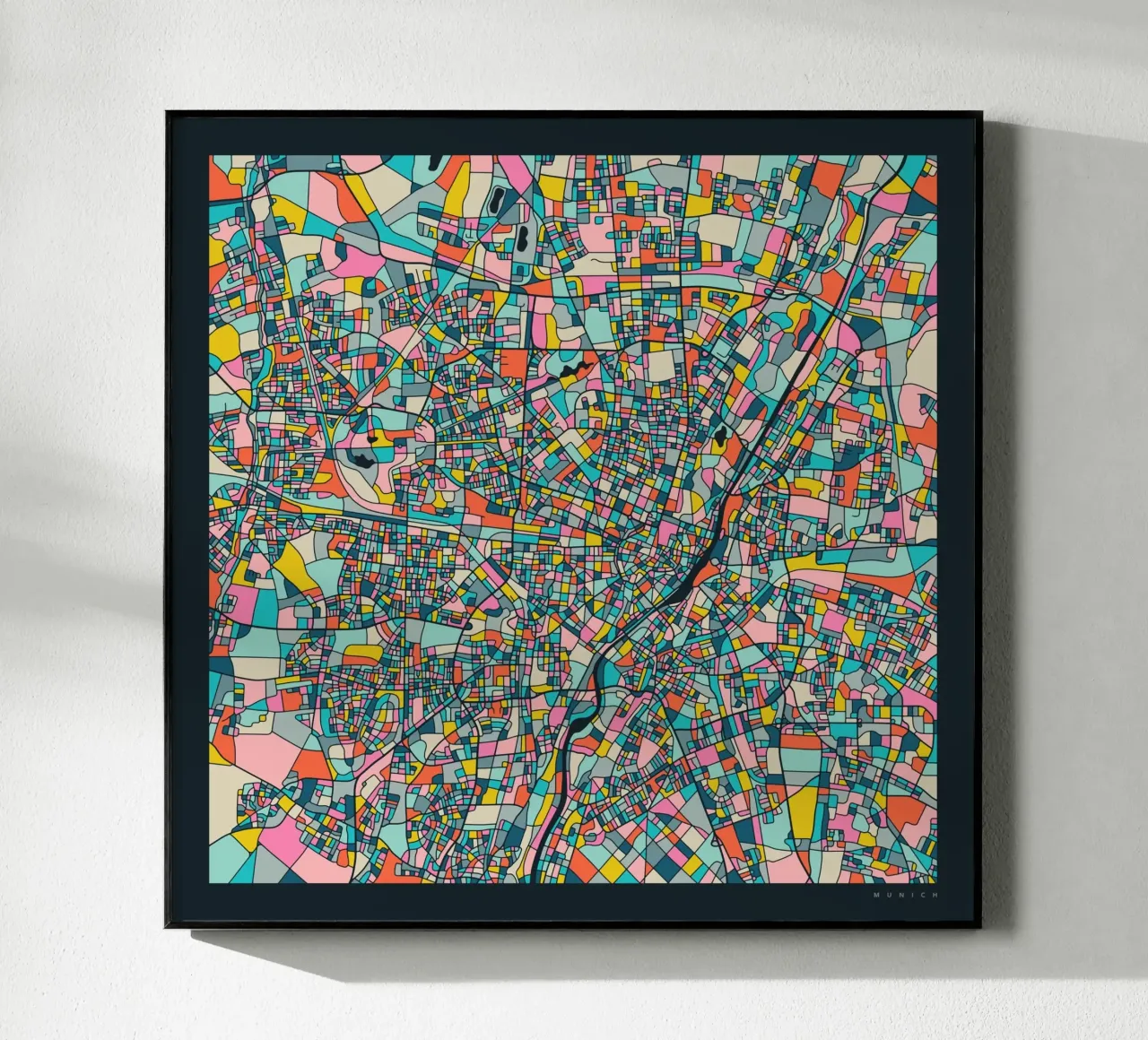 MUNICH KAART acryl van Jazzberry Blue