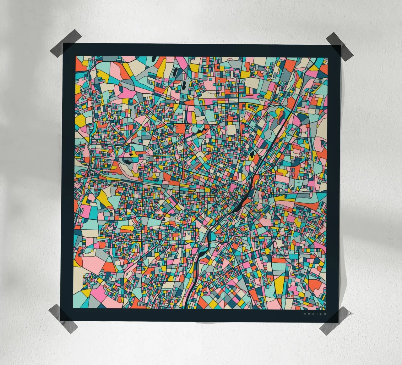 MUNICH KAART poster van Jazzberry Blue